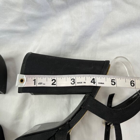 Y2k Vintage Splash Black Open-Toe Strappy Platform Block Heels - Picture 11 of 11